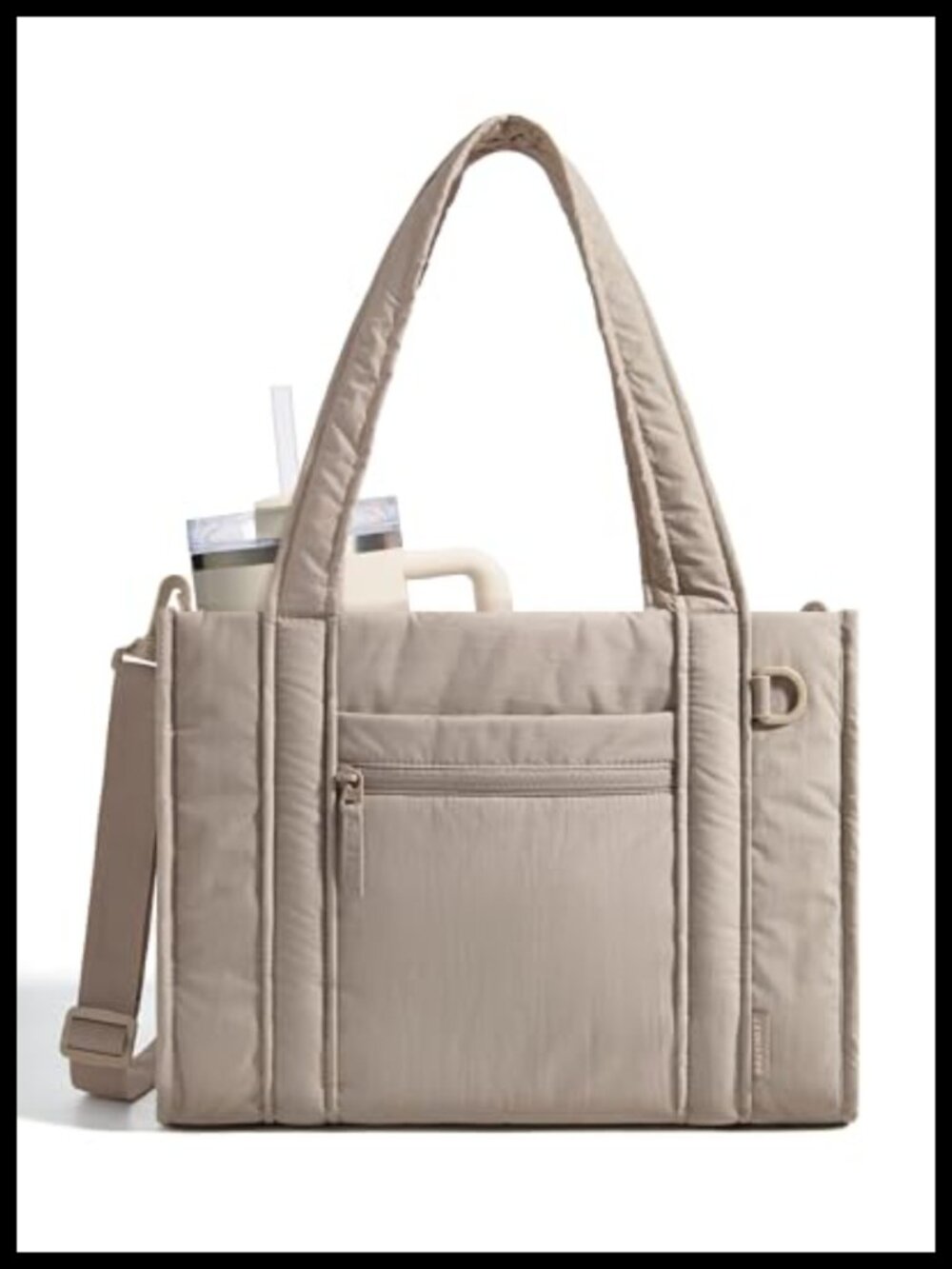 Quilted Puffy Tote Bag Crossbody Work Travel Bag Water Resistant